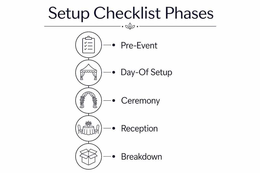 Infographic illustrating phases of wedding setup checklist