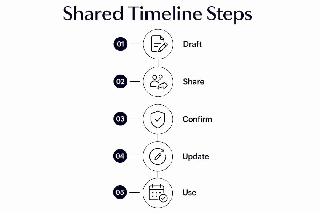 Infographic showing shared timeline process steps