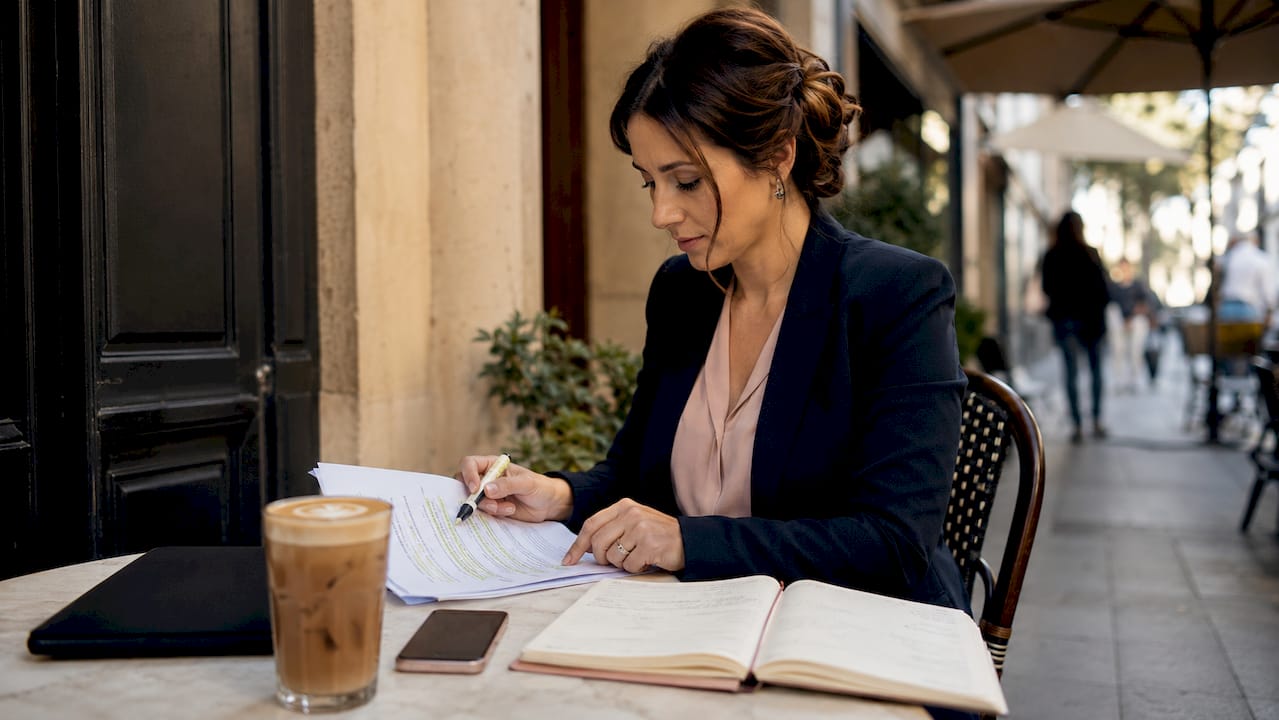 Wedding planner reviewing wedding runsheet