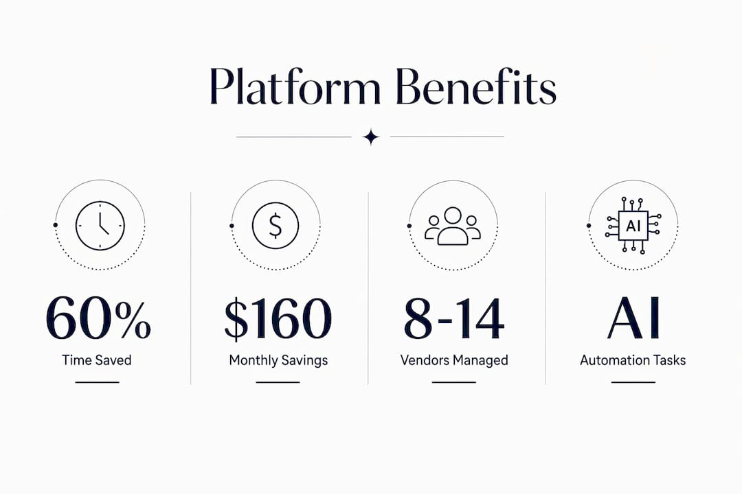 Infographic showing key benefits of wedding software platforms