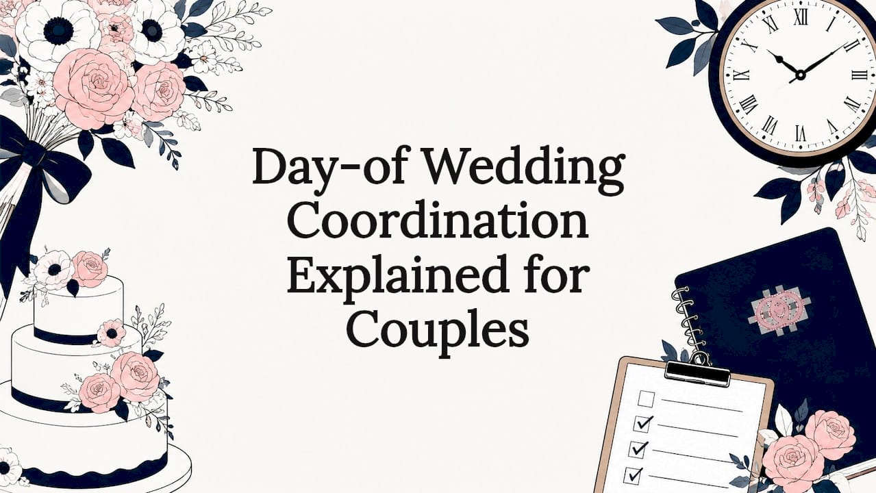 Decorative illustration framing wedding coordination title