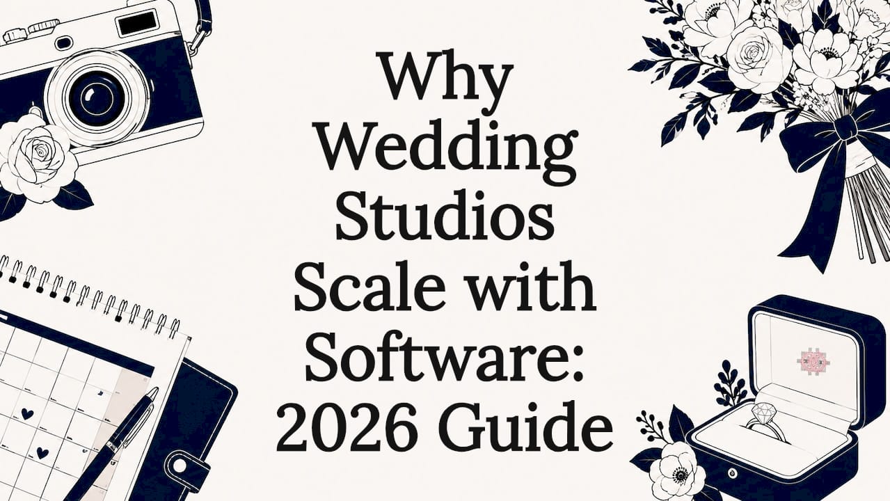 Decorative wedding-themed title card illustration