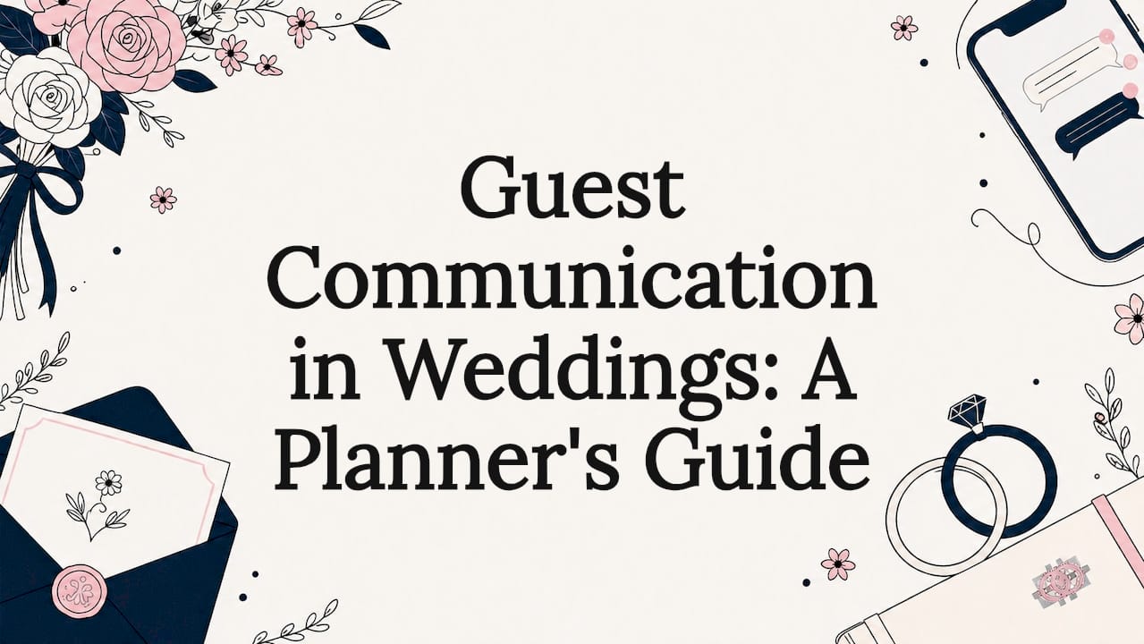 Decorative wedding-themed title card illustration
