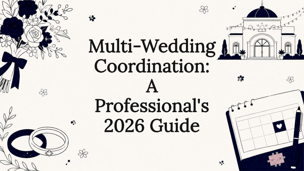 Decorative wedding coordination title card illustration