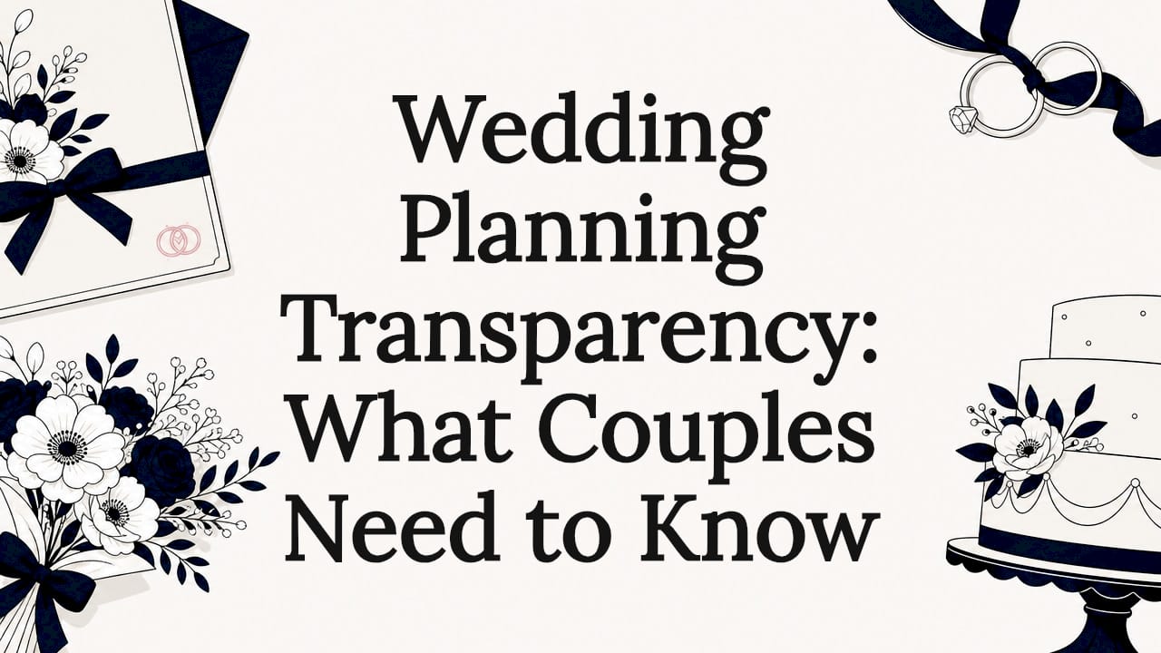 Decorative wedding-themed title card illustration