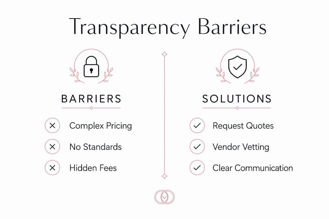 Infographic comparing transparency barriers and solutions