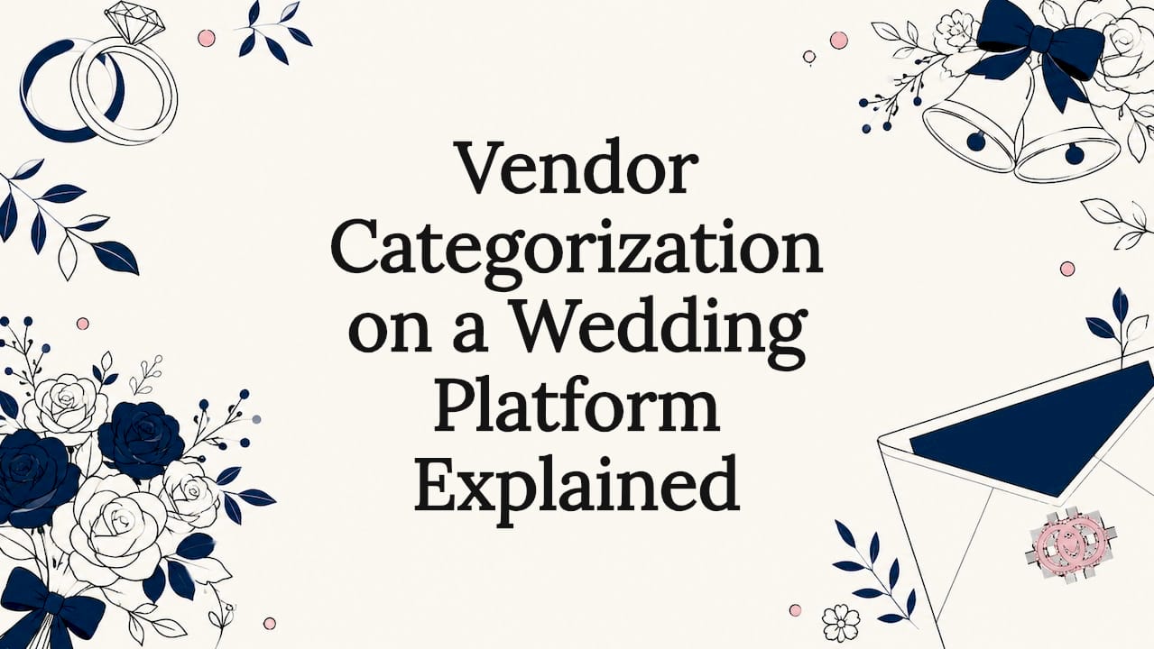 Decorative wedding-themed title card illustration