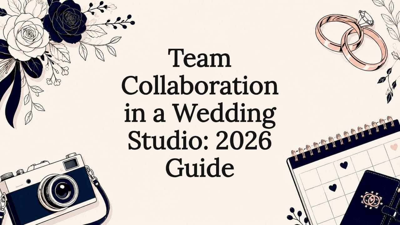 Decorative wedding-themed title card illustration