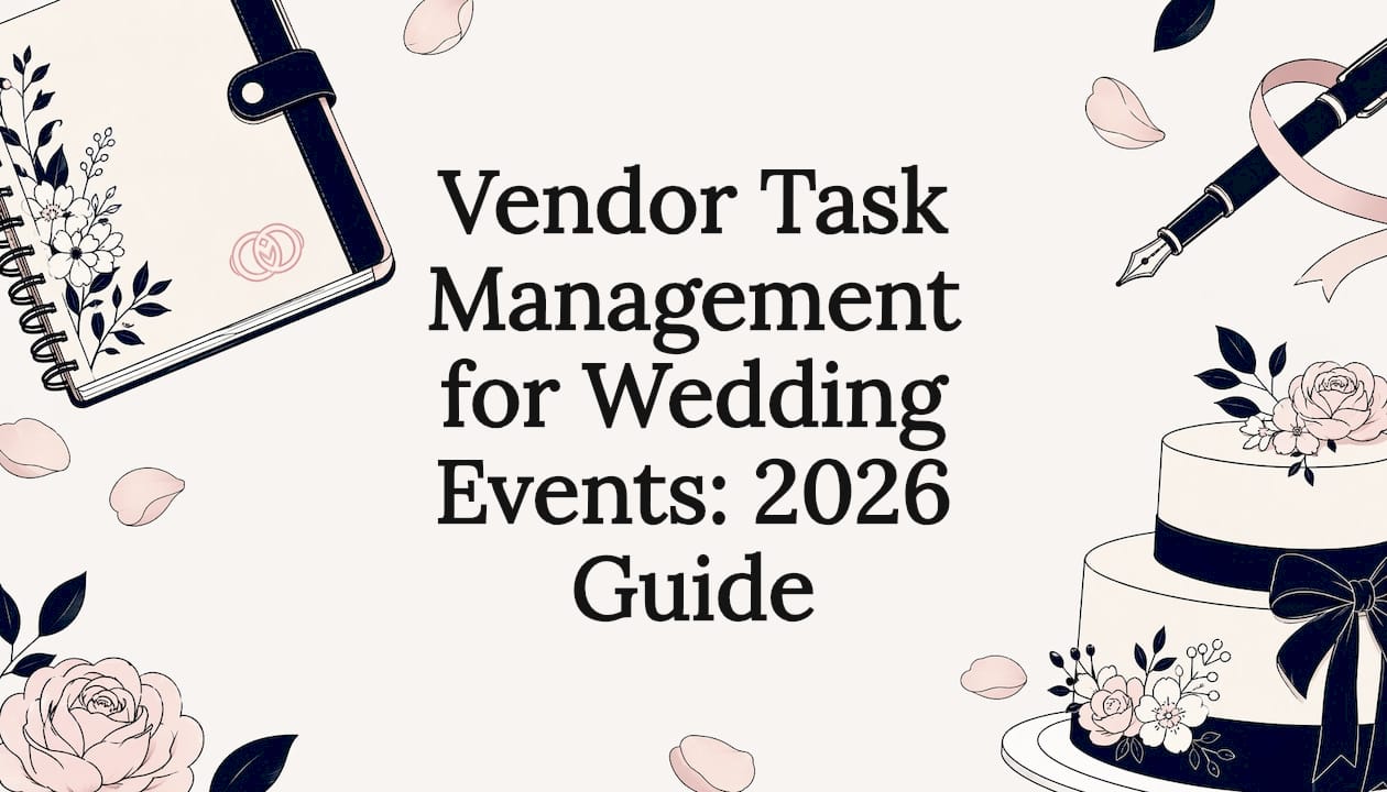 Decorative wedding-themed title card illustration
