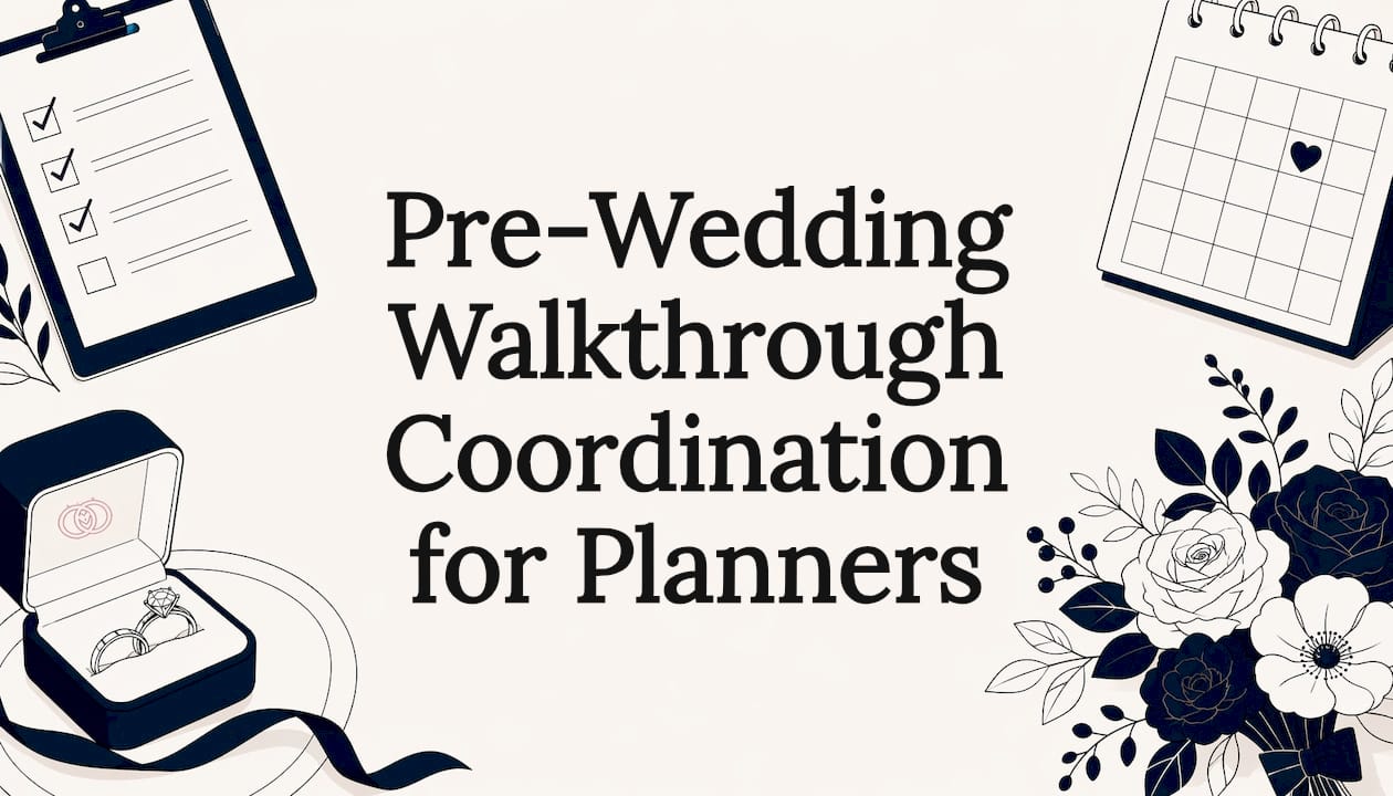 Decorative wedding planning title card illustration