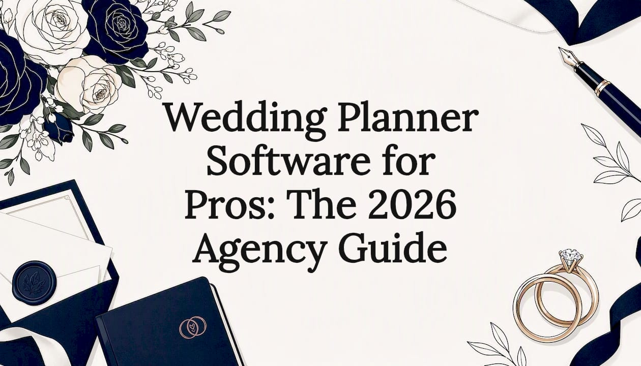 Decorative wedding planner title card illustration