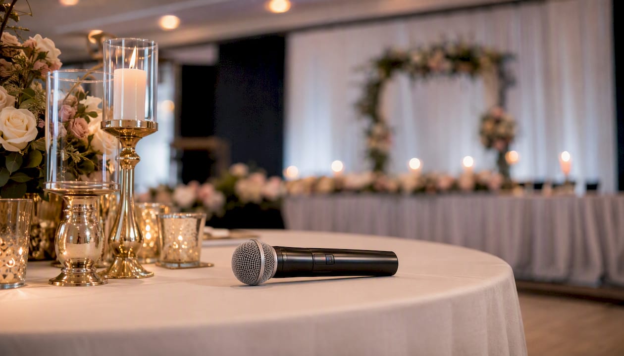 Wireless microphone set for wedding announcements