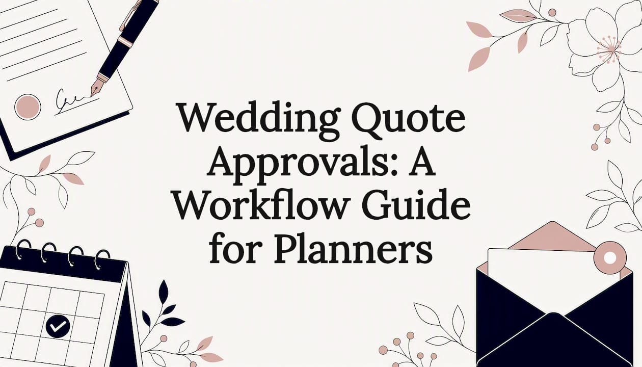 Decorative wedding planning workflow title card