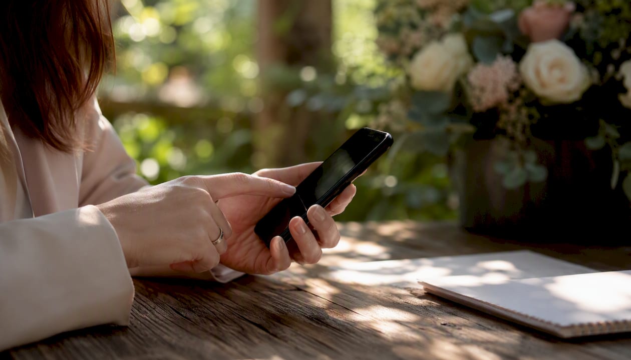 Hands pausing payment reminder on smartphone