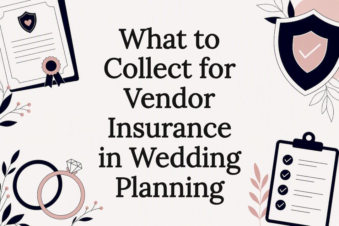 Decorative wedding insurance themed title card illustration