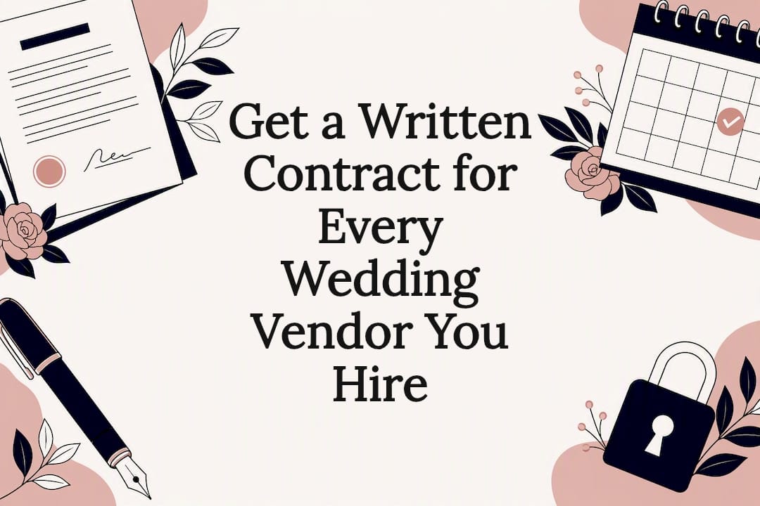 Decorative wedding contract title card illustration