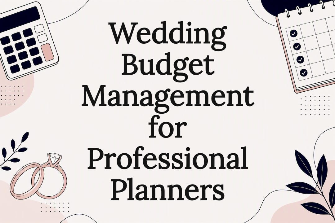 Decorative wedding budget management title card