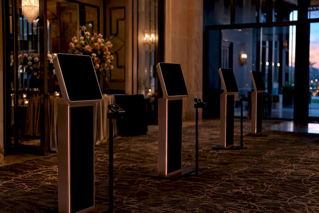 Wedding check-in kiosk setup at entrance