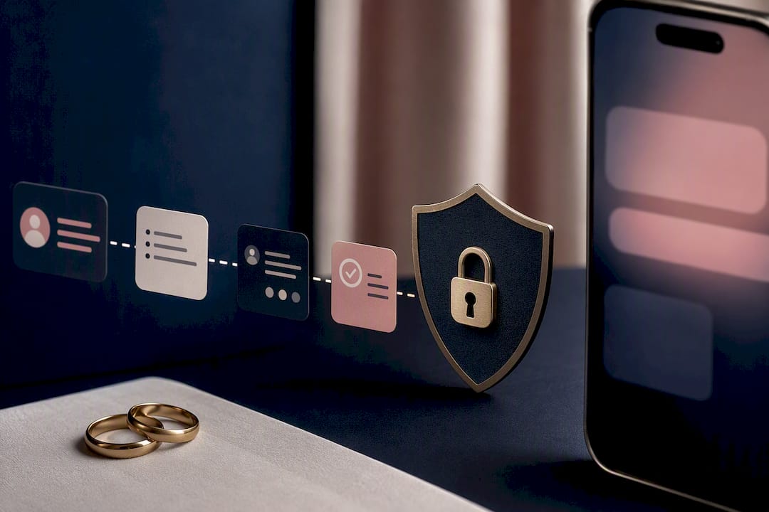 Wedding notification security concept illustration