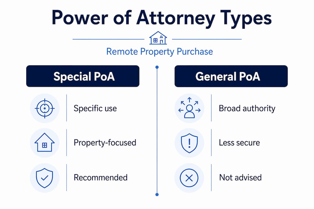 Infographic comparing special and general power of attorney
