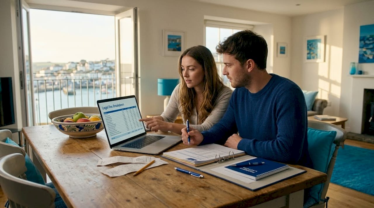 Couple calculates property legal fees at dining table
