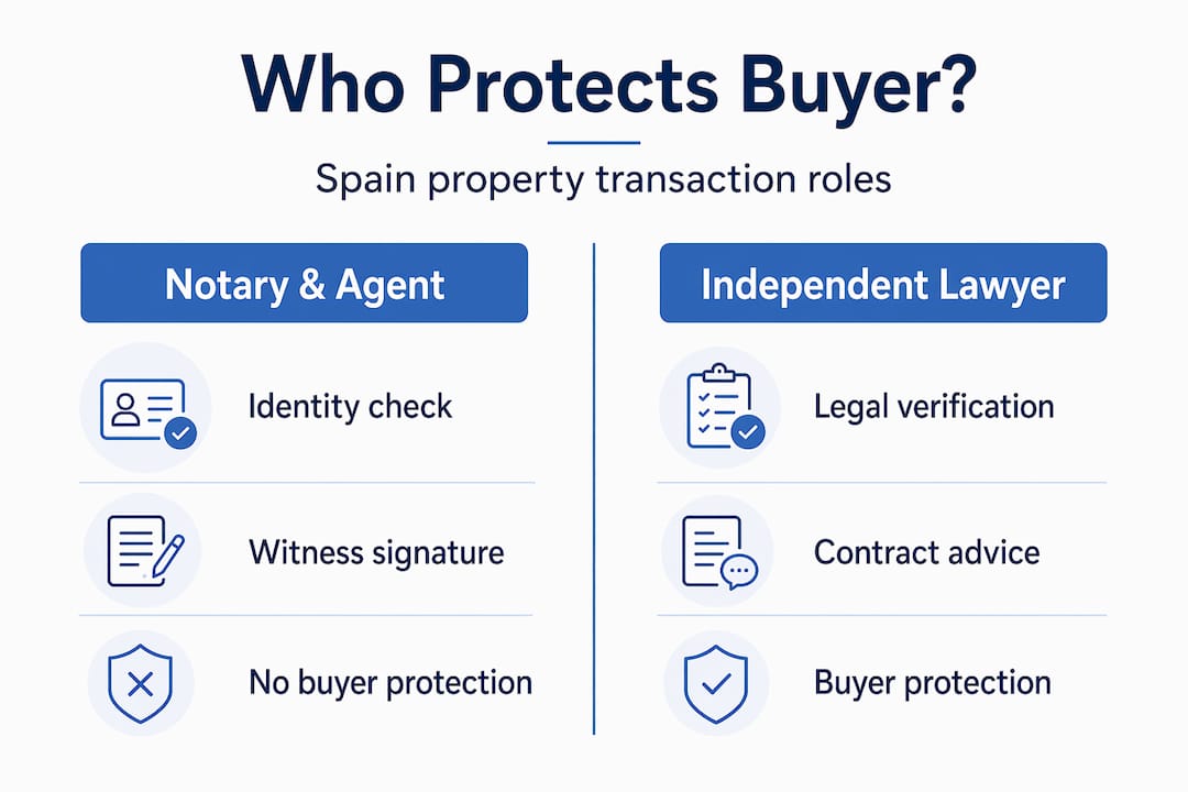 Infographic comparing notary, agent, and lawyer roles