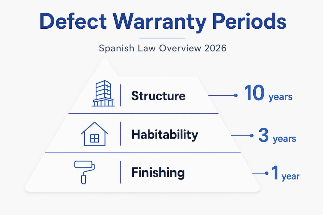 Infographic of defect warranty periods pyramid