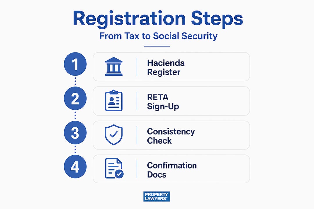 Infographic showing four registration steps for lawyers