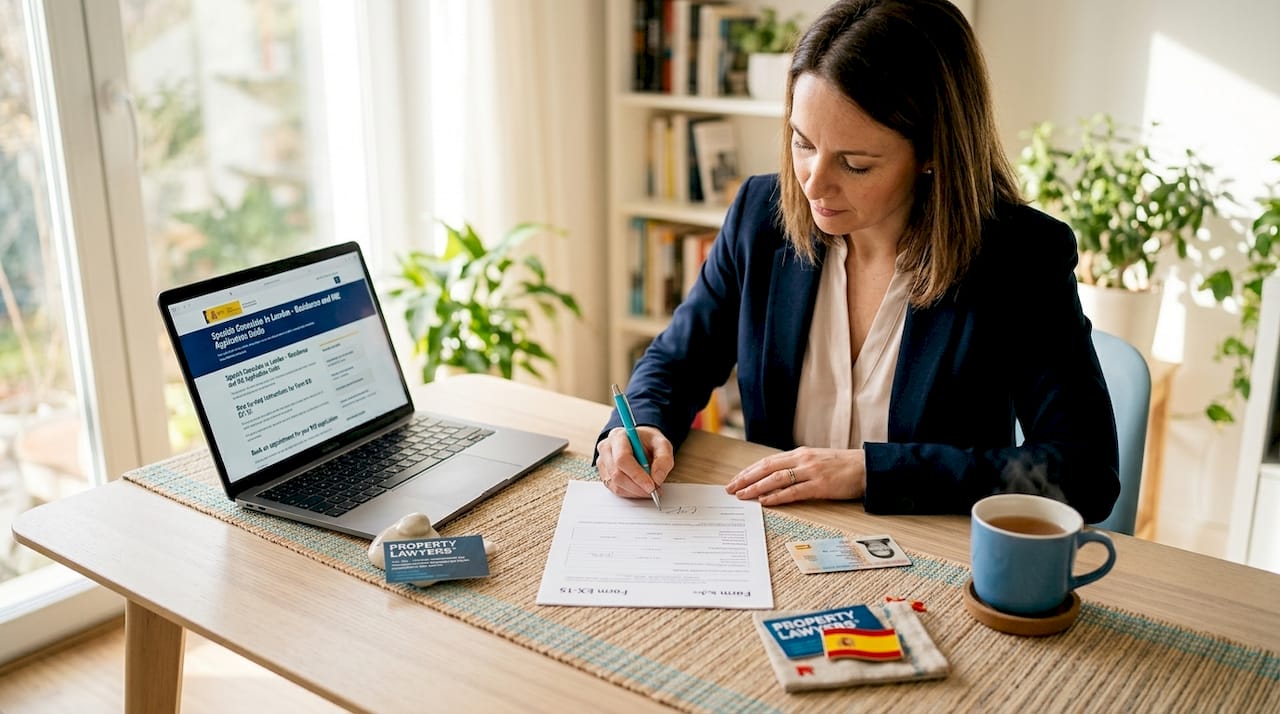 Person applying for NIE number in home office