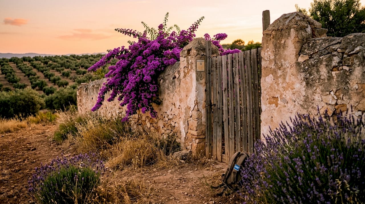 Rustic rural property boundary in Spain