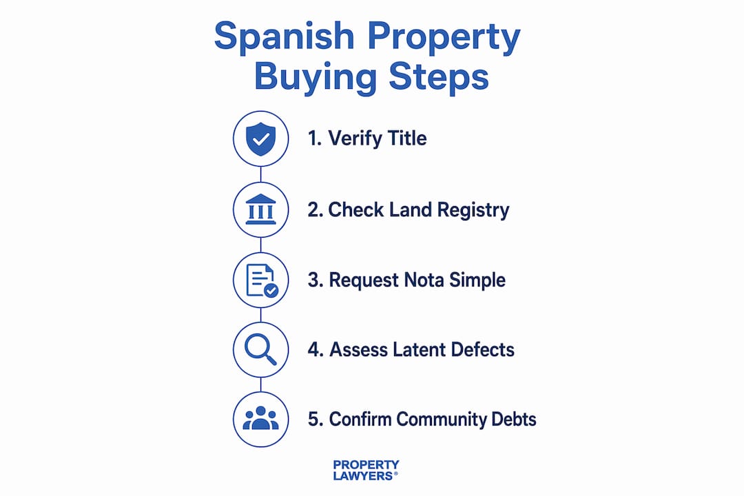 Infographic showing Spanish property buying process steps