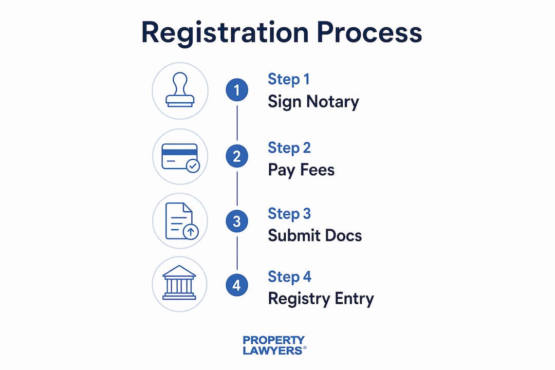 Infographic illustrating property registration steps