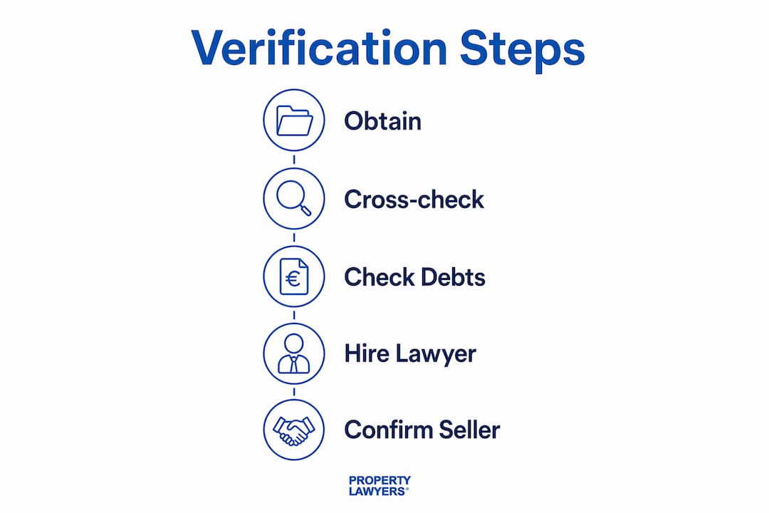 Infographic showing property purchase verification steps