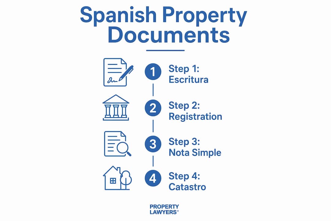 Infographic outlining Spanish property document steps