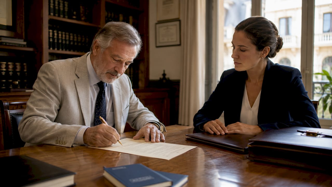 Hands signing Spanish property contract