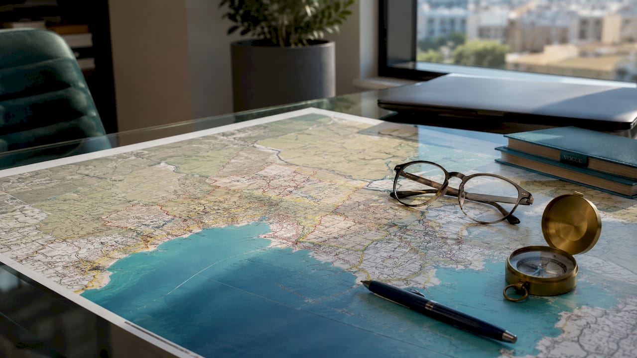 Printed coastal property zoning map with accessories