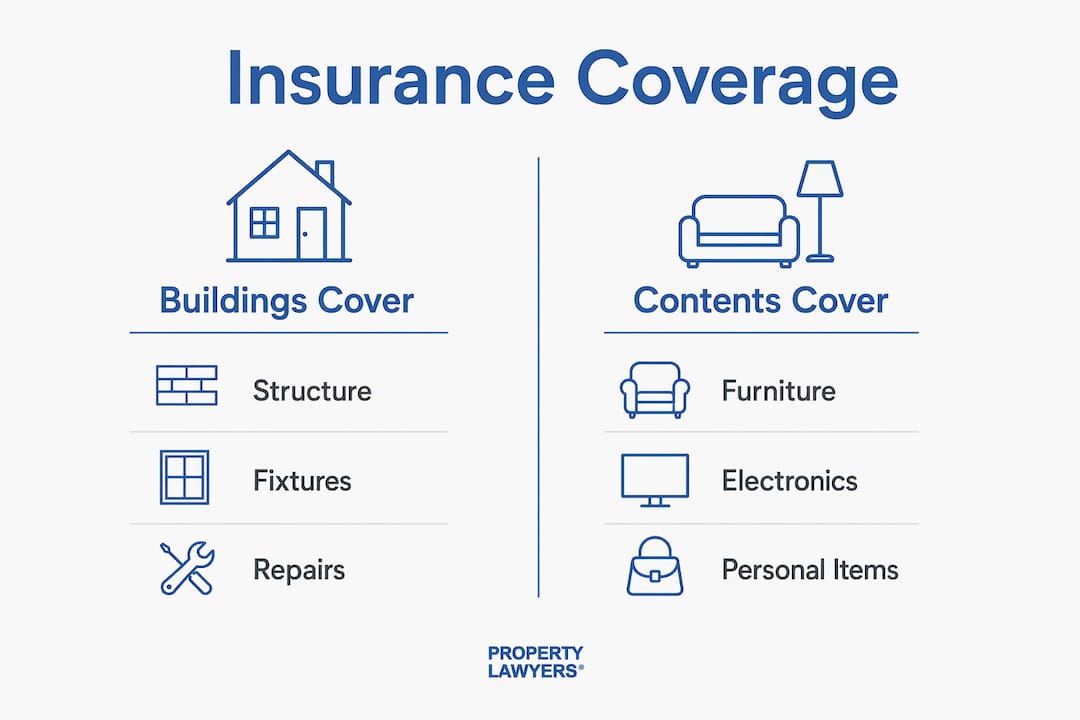 Infographic comparing buildings and contents coverage