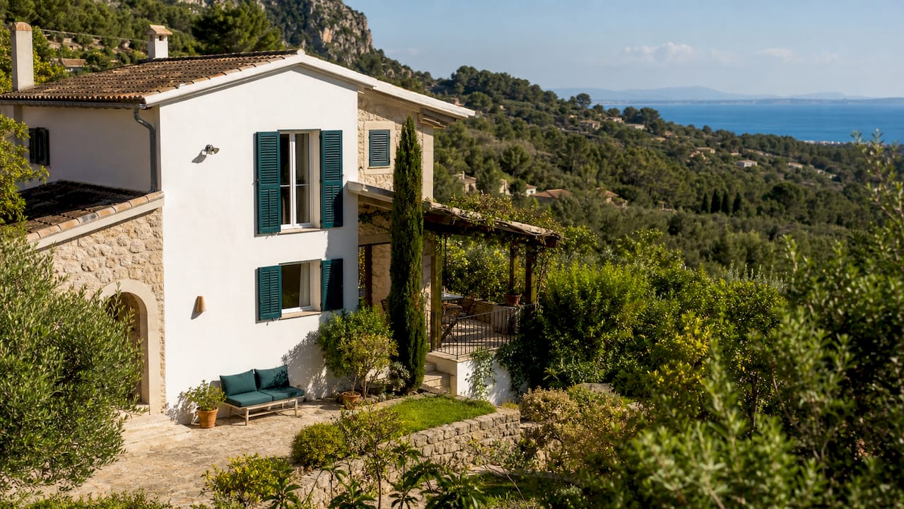 Exterior of traditional Mallorca villa by the coast