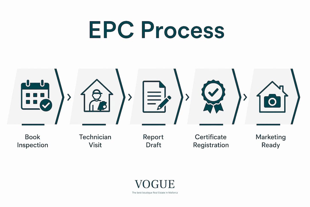 Infographic illustrating EPC process steps in Mallorca