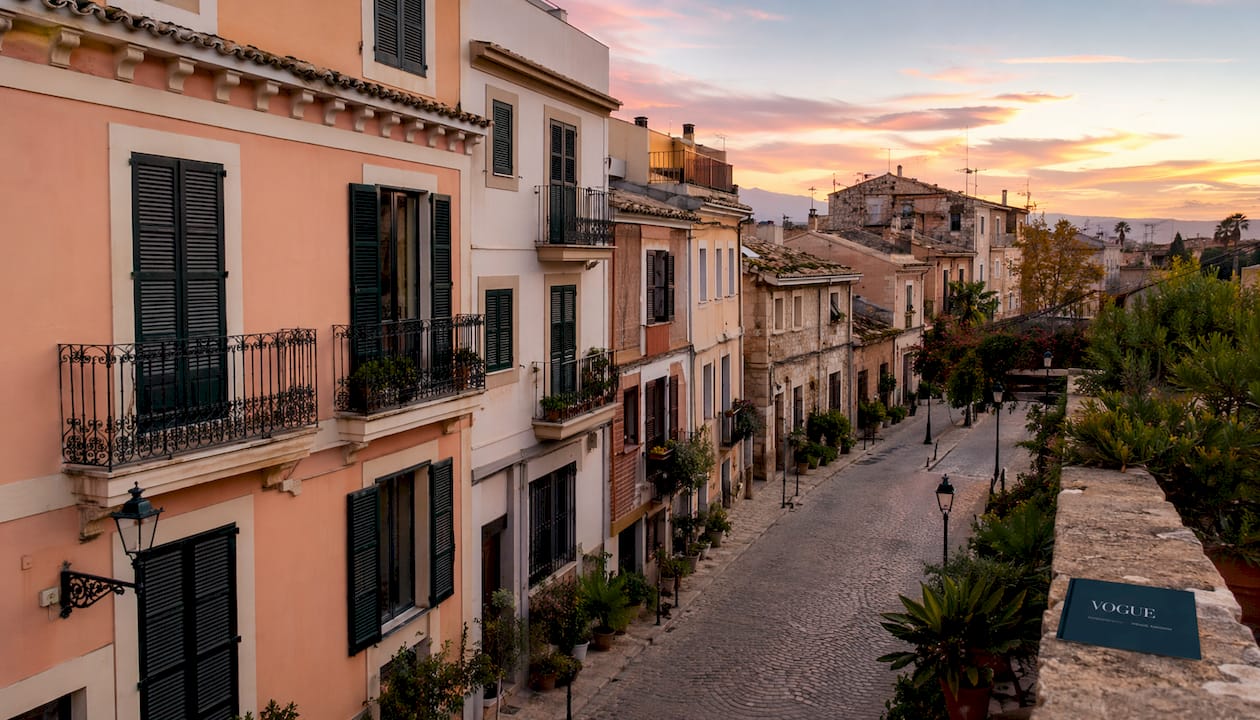 Palma de Mallorca street with coastal homes