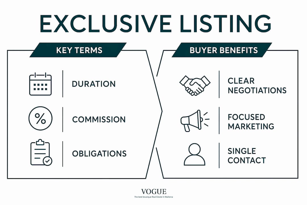 Infographic comparing key terms and buyer benefits of exclusive listings