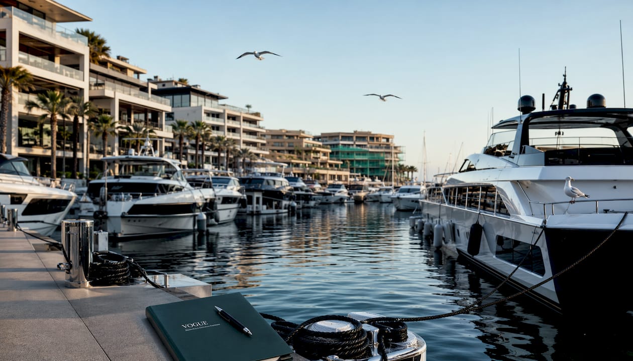 Luxury yachts docked at Puerto Portals marina