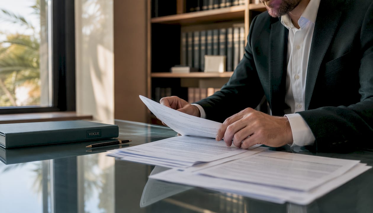 Hands reviewing property legal documents