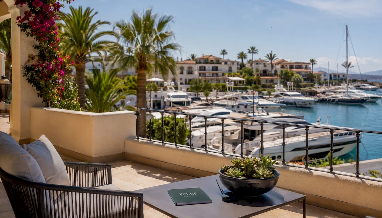 Luxury yachts moored in Puerto Portals marina, Mallorca
