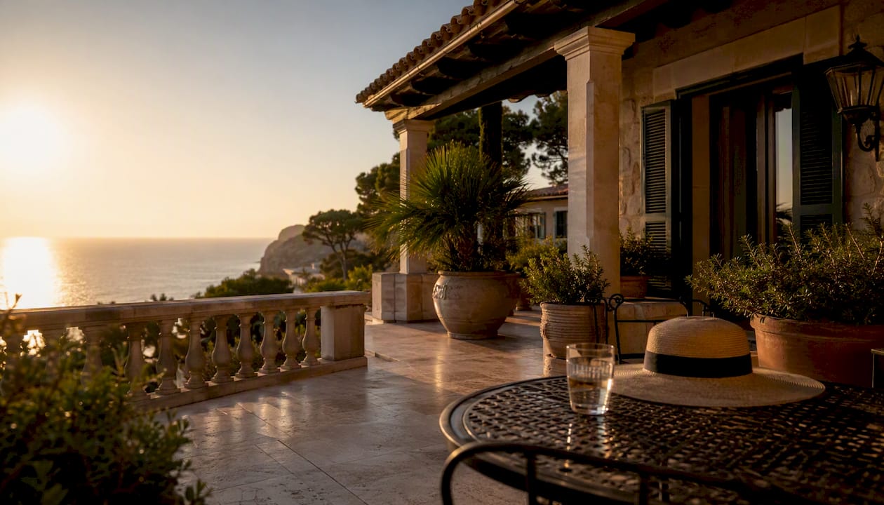 Mallorca villa terrace with Mediterranean light