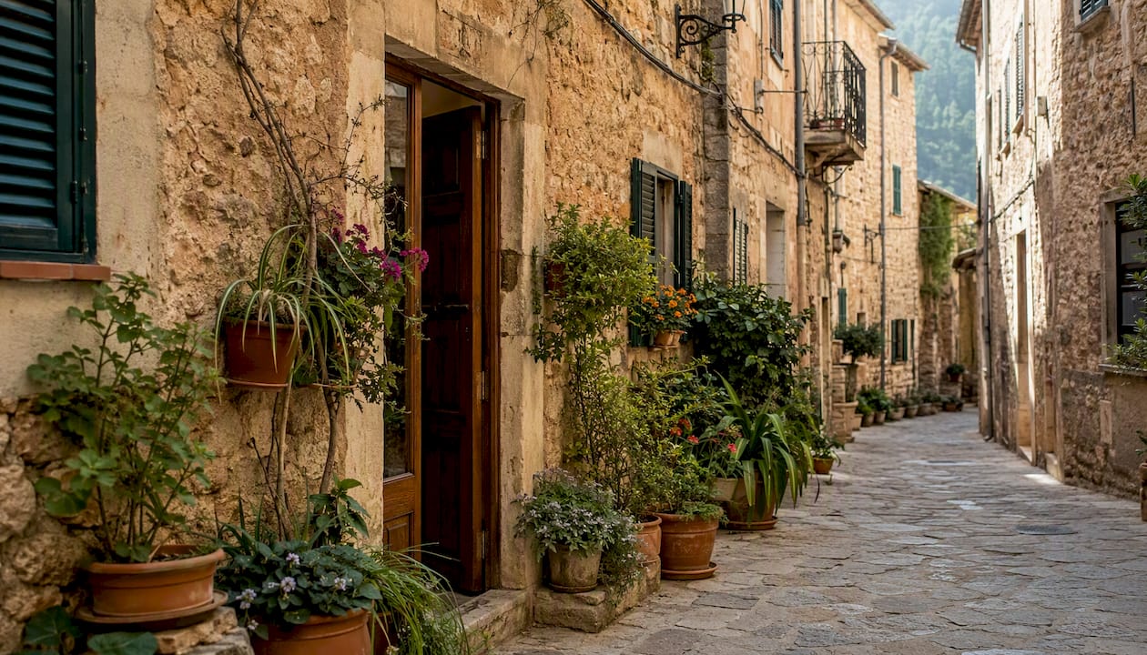 Valldemossa historic village street scene
