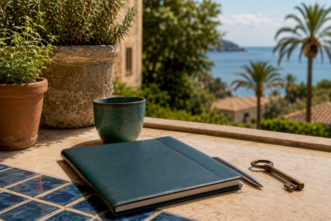 Keys and pen on Mallorca terrace table