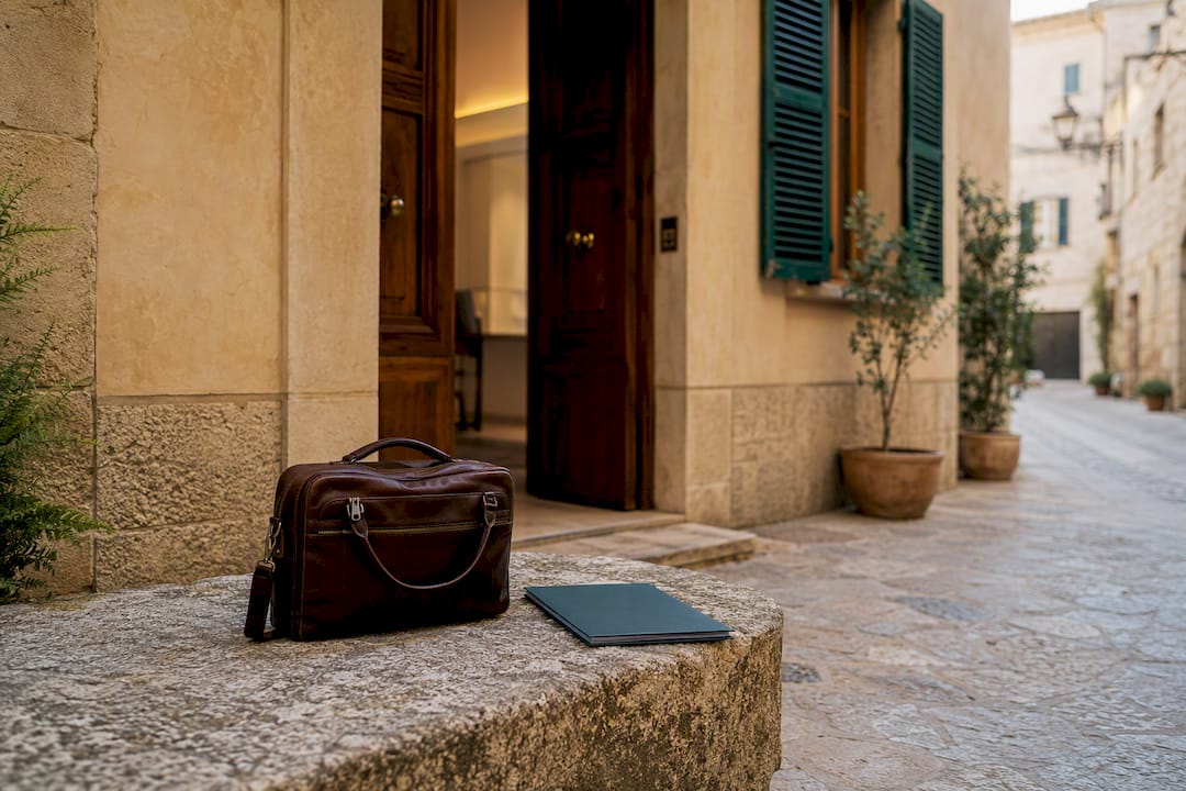 Mallorca legal office exterior with briefcase