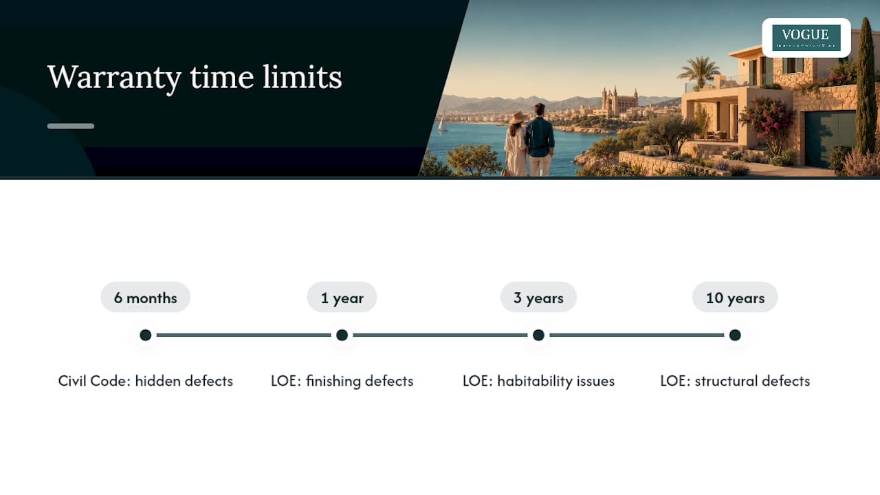Spanish property warranty periods compared
