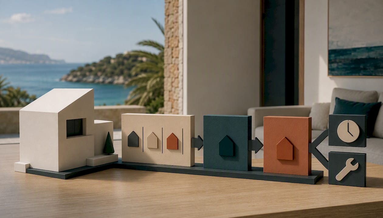 Illustrated Mallorca property offer negotiation flow